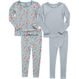 VAENAIT BABY 6M-12Y - Pijama unisex para niñas y niños, suave, cómodo, de tencel modal, conjunto de 2 piezas, A02-menta+lacyblue, 10 Años