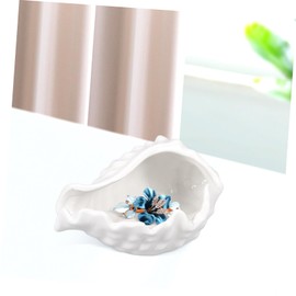 LABRIMP Versatile Conch Trinket Dish Ceramic Ring Tray Jewelry Organizer Sea Shell Home Decor Trinket Stand