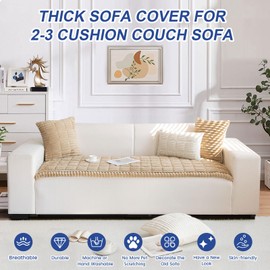 GKXLH GKXLH New Thick Sofa Covers Washable - Soft Corduroy Universal Sofa Cover 2 3 4 Seater, Non-Slip Couch Cover, Couch Seat Covers Sofa Slipcovers Furniture Protector for Living Room (Coffee, 70x150cm)