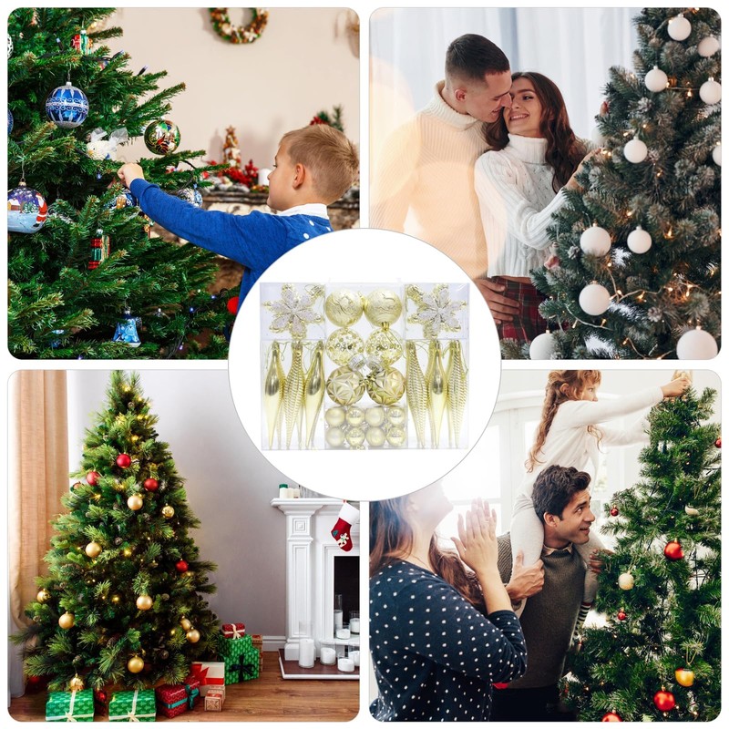 ZANZER 40 Pcs Christmas Baubles Ball Gold Glitter Christmas Ball