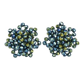 Aeravida Elegant Green Crystal Bead Cluster Clip-on No Piercing Earrings | Statement Earrings for Women | Fashion Jewelry