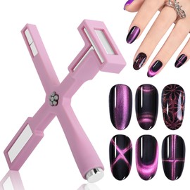 Vnjaoi Nail Magnet Set, Upgraded 5 in 1 Multi-Function Nail Magnet Pens with Silicone Protective Case, Magnetic Nail Polish Magnet Wand for Nails Cat Eye Nail Design Tools Nail Art Accessories