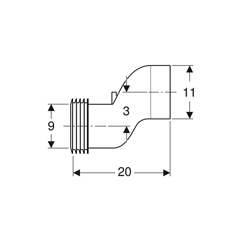 Geberit Set – Straight Connector Toilet Geberit Suspended, 3 cm