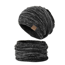 HAKUKU Gorra para Frio para Hombre Mujer,Gorros Invierno de Lana de Fino Tejido,Beanie Térmicos Transpirable y Ligero (2P Negro)
