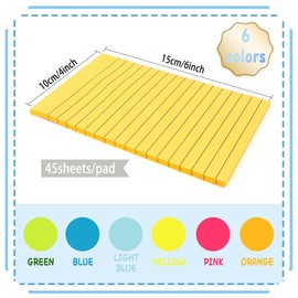 Lined Sticky Notes With Lines Post It Notes 4x6 Notepads Sticky Note Holder Set 6 Colors 6 Pads Self Sticky Notes Pad Its Colorful Rectangular Sticky Notes For Office Home School Meeting 45 Sheets/Pad
