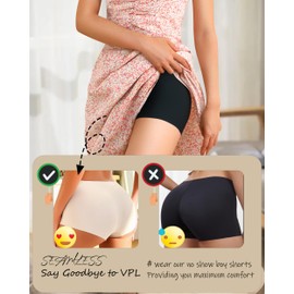 CUTE BYTE Womens Seamless Boy Shorts Underwear Soft Stretch No Show Boxer Shorts Briefs Panties for Ladies 4 Packs(4AS)