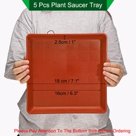 PATIKIL Plant Saucer Tray, 5 Pack 7 Inch Plastic Square Plant Saucer Flower Planter Drip Tray for Indoors Outdoors Patio Balcony, Terracotta