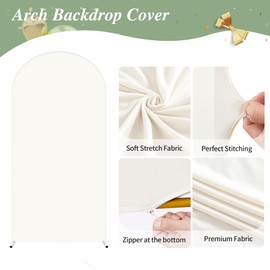 6FT Beige Arch Backdrop Cover,Spandex Fitted Wedding Arch Stand Covers Round Top Chiara Arch Covers Stretchy Backdrop for Birthday Party Ceremony Banquet Decoration