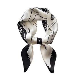 KOOYOL Women's Black Scarves, Scarves, Women's Scarf, Silk Scarf, Lightweight Silk Scarf, Headscarf, Elegant Scarf, Gift for Women, I#