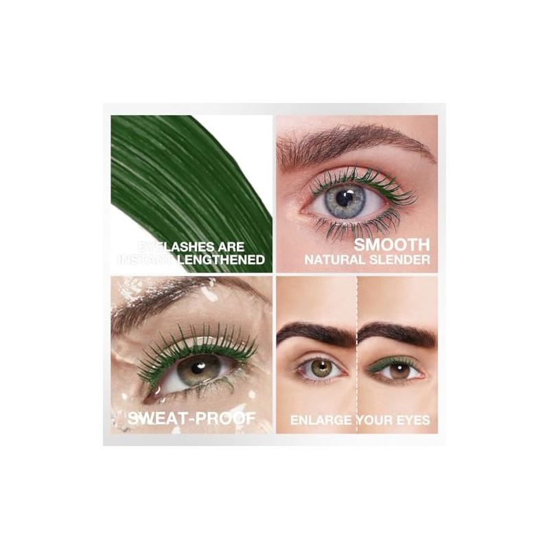 Máscara de pestañas Green Lash, resistente al agua, de larga