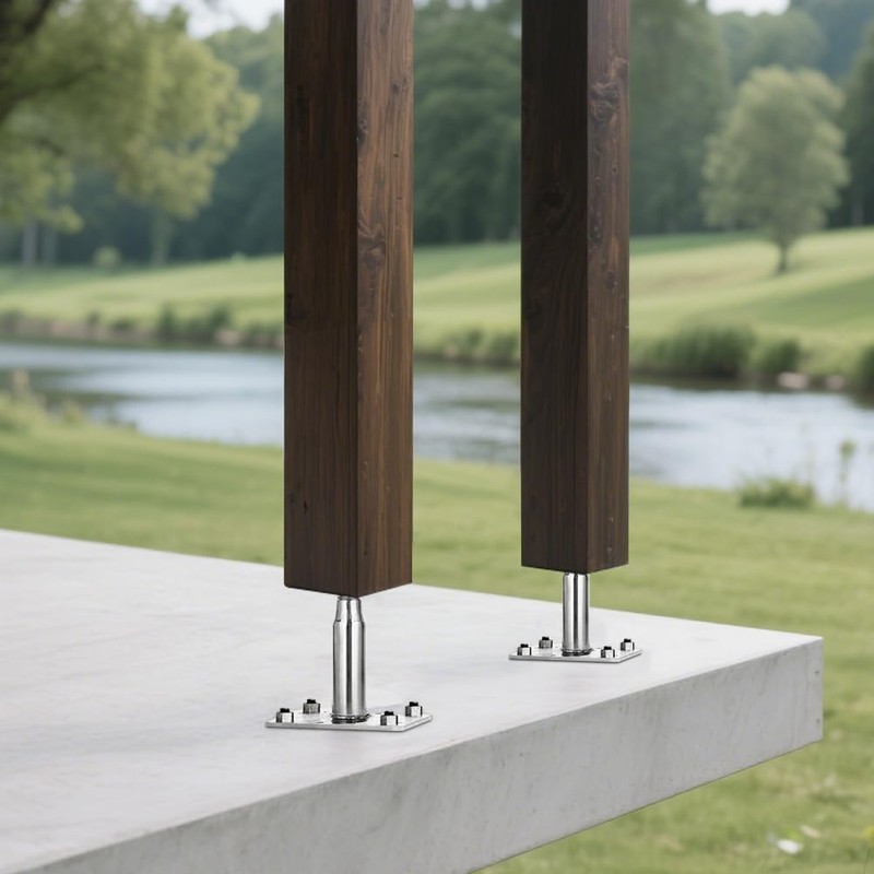 Post Support Height Adjustable, Galvanised 100-150 mm Post Brackets, Screw-On