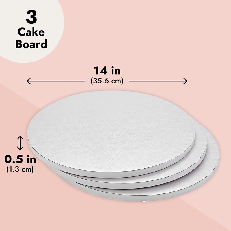 Juvale 14-Inch Round Cake Drums - Sturdy Base Support &