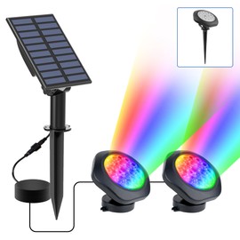 CREPOW Luces solares para estanques, focos RGB de paisaje IP68, luces LED sumergibles para estanques de peces, acuarios, tanques, jardín, patio, piscina, fuente de estanque (2 faros delanteros)