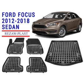 REZAW-PLAST REZAWPLAST Car Mats for 2012-2018 Ford Focus Floor Mats & Trunk Mat Custom Fit