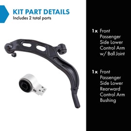 TRQ Front Right Lower Control Arm with Ball Joint Passenger Side Compatible with 2010-2012 Ford Flex Lincoln MKT