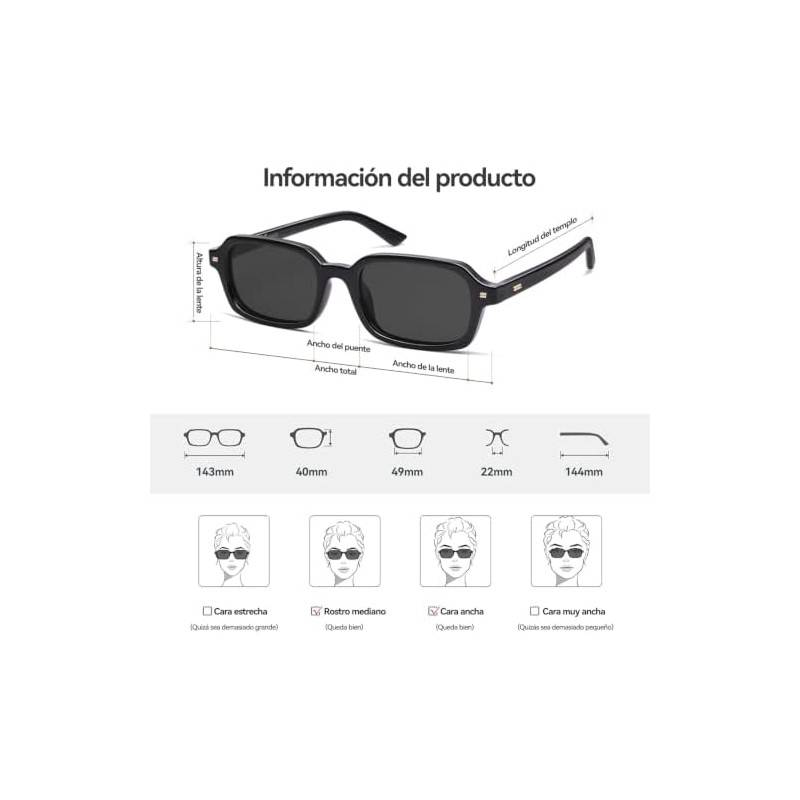 Gafas De Sol Rectangulares Con Estilo,Gafas De Sol Unisex De