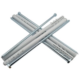 HAFD 10" Heavy Duty Wall Anchor for Coach Screws 8x260mm with 12x260mm Plastic Plugs, Strong Fixings for Brick, Concrete, and Stone 10inch Pack of 4