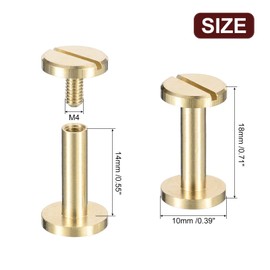 sourcing map 25Pack Brass Chicago Screws, 14x10mm Flat Head Screw Back Binding Post Nail Stud Rivets for DIY Leather Craft Belt Strap, Gold