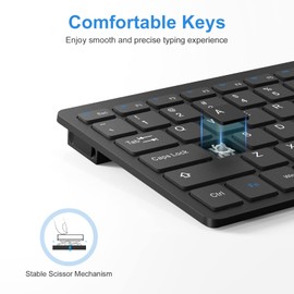 OMOTON Wireless Keyboard, 2.4G USB Keyboard Wireless, Compact and Quiet, Slim Wireless Keyboard for Laptop, Tablet, Computer, Desktop and PC (Black)