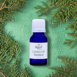 Krivi Herbals Cypress Essential Oil -100% Natural Cypress Oil - for Diffuser, Hair Care, Face, Skin Care, Aromatherapy, Scalp and Body Massage, Soap and Candle Making 15ml (0.5 oz)