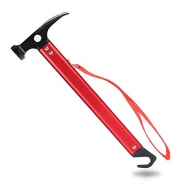 Tent Hammer, 3 Colors Portable Aluminium Alloy Handle Outdoor Camping Hammer Tent Peg Stake Extractor Puller(Red)