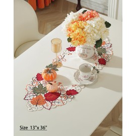 Fall Decorations for Home Fall Table Runner 36 Inches Long with Embroidered Maple Leaf. Thanksgiving Decorations for Dining Room Kitchen Table Seasonal Holiday Harvest Party Decor