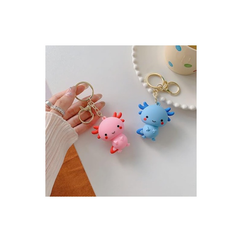 GIKILEE Cute Axolotl Keychain Kawaii Aesthetic Animal Keyring for Backpacks