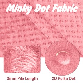 Homiest Minky Dot Fabric by The Yard, 2 Yards x 60 Inch Wide Soft Plush Fabric Pink Fleece Fabric, Cuddle Minky Fabric for Blanket, Pillow Covers, Clothing Making, Scarf, Beanie, Sewing