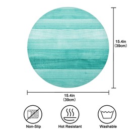 senya Teal Turquoise Green Wood Round Placemats Set of 6 for Dining Table Heat Insulation Non-Slip Washable Place mats