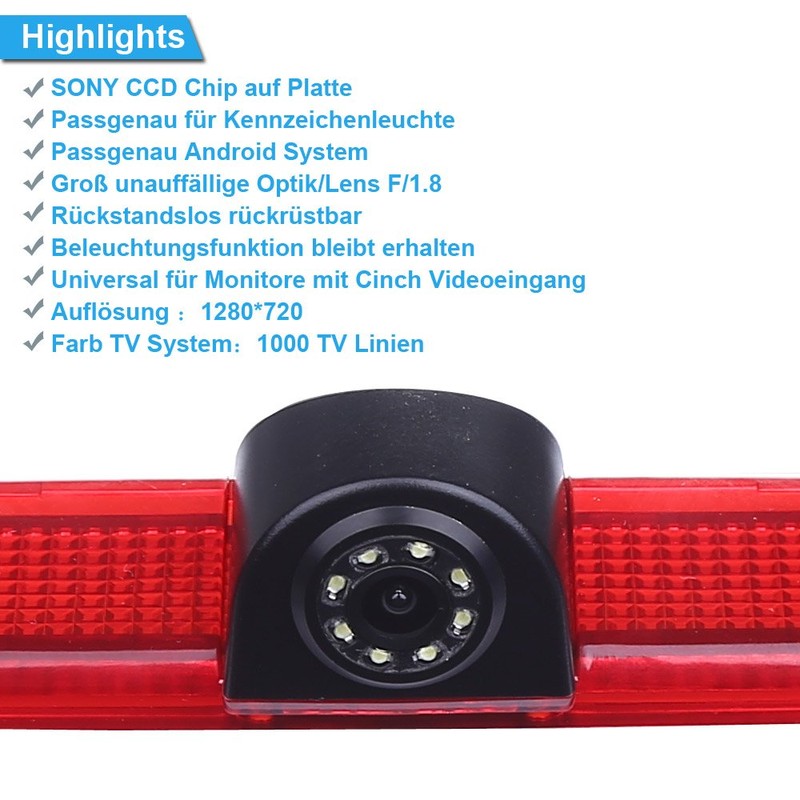 Kalakass 170° Angle HD CCD 3rd Brake Light Reversing Camera