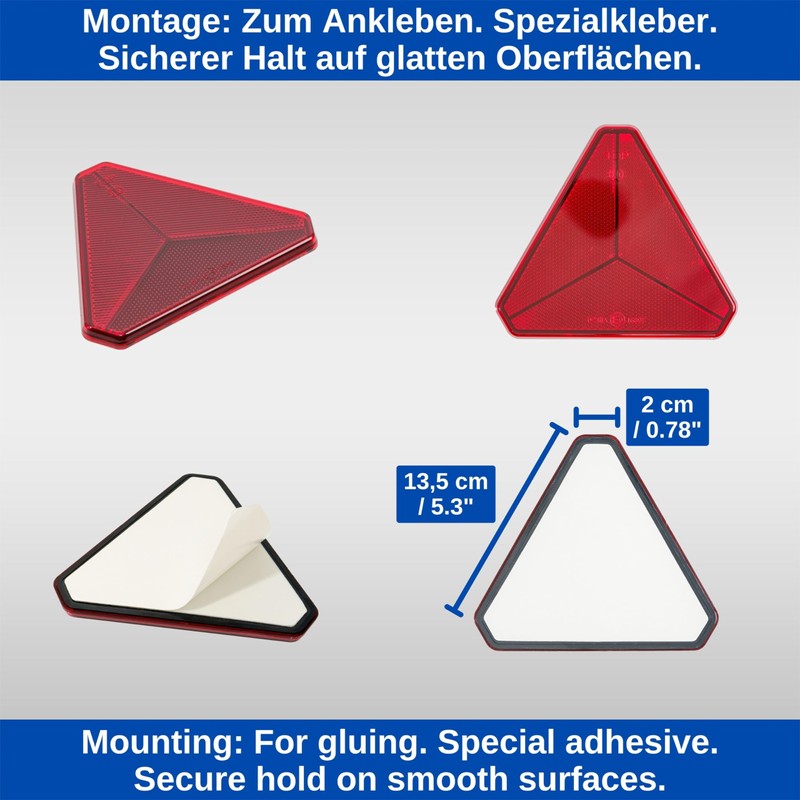 Pendant Reflector Triangles, Pack of 2, in Red, for Gluing,