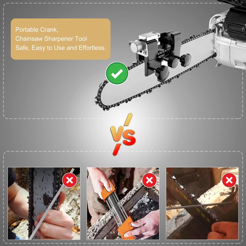 SMEIWANR Chainsaw Sharpening Jig, Hand Cranked Chainsaw Sharpening with 4.0