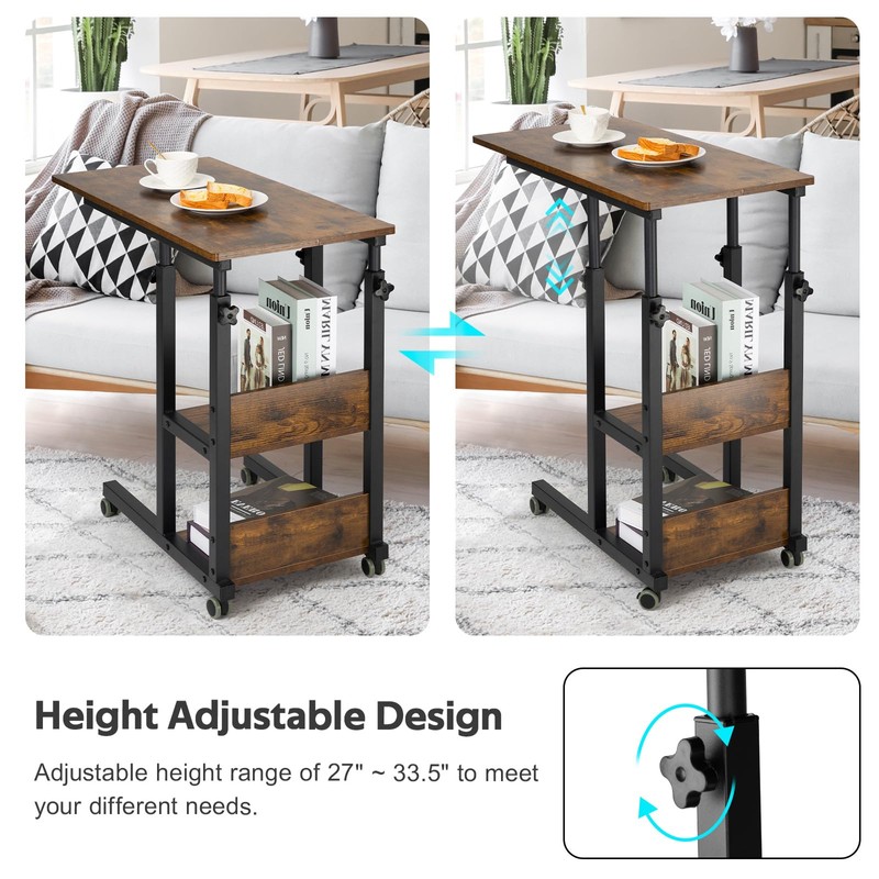 Hadulcet C Shaped Side Table Adjustable, Height Adjustable C Table