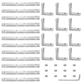 2020 Aluminum Profile Connector Kit – 12 Straight Through Connectors + 12 L-Type Corner Brackets with Screws & Wrench - Heavy Duty for CNC/3D Printer/Workbench (Makers & Engineers)