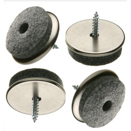 MO-Werkzeughandel ® Pack of 16 Felt Furniture Gliders, Diameter 18 mm, Grey, Nickel-Plated, Made in Germany