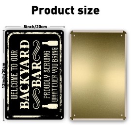 QYAYIK Welcome to Our Backyard Bar Sign 12 x 8 Inch, Funny Metal Welcome Sign Bar Terrace Wall Decoration for Outdoor Patio Porch Pool Outdoor Wall Decor