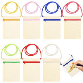 7 Pcs Cotton Tote Bags Plain Tote Bags to Decorate, Small Fabric Bags for Painting Bags, Canvas Shoulder Bags, Small Cloth Bags Shoulder Purses Chest Bags Crossbody for Birthday Party DIY Gifts