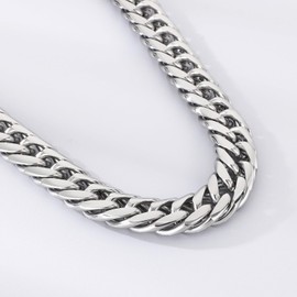 Azubpi Men's Stainless Steel Cuban Link Chain Necklace, Retro Punk Hip-Hop Statement Jewelry Polished Silver Heavy Duty Chain for Men