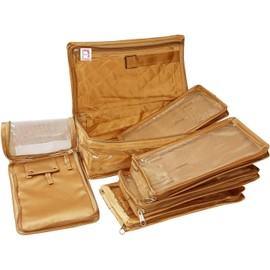 ABC Cosmetic Necklace Earrings Vanity Jewellery Organize Pouch (Golden)