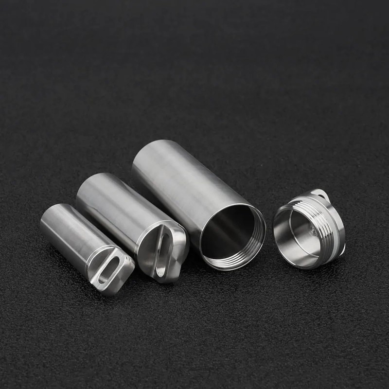 TONYFY Titanium Pill Container Keychain, Waterproof EDC Pill Holder (M)