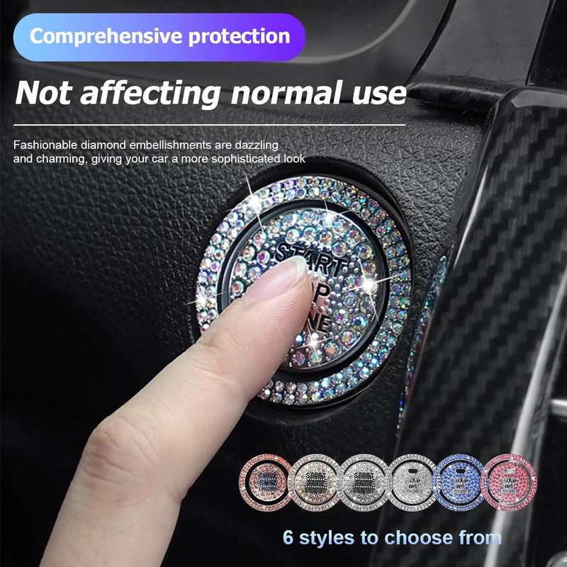 BELOMI 2 Pcs Bling Car Engine Start Stop Button Decorative