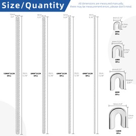 Glarks 56pcs L 350mm Spiral Steel Boning, W 4/6/8/10mm Sewing Corset Boning Precut with 28pc Steel Boning Tips, Spiral Boning, Flat Metal Corset Boning for Corset Making Supplies