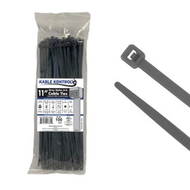 Kable Kontrol Gray Zip Ties 11 Inch 100 Pcs, 50 Lbs Tensile Strength, Self-locking Nylon Colored Cable Ties Wire Wraps for Indoor or Outdoor Use