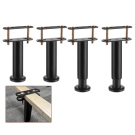 uxcell 6 Set 10.24 Inch Total Height Adjustable Metal Bed Frame Center Support Legs, Bed Frame Replacement Legs with Wide Base, Bed Sofa Furniture Slat Support Legs, Black