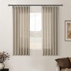 Grey Beige Linen Kitchen Curtains 45 Inches Long 2 Sets