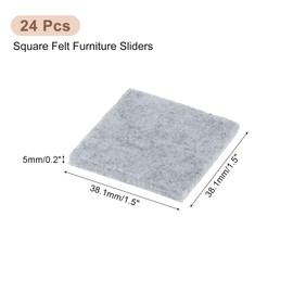 uxcell Furniture Pads, 24Pcs 1.5" - Square Self Adhesive Felt Furniture Pads, Floor Protectors for Furniture Feet Chairs Legs Hardwood Floors (Gray)
