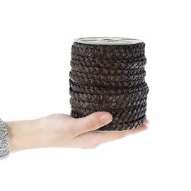 Craft County Flat Braided Leather Jewelry Craft Cord – Necklaces, Belts, Bracelets, Crafts and Jewelry Making (Dark Brown, 10mm X 5 Yards)