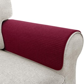Couch Arm Covers, Sofa Arm Covers, Waterproof Armrest Covers for Sofa, Armchair, Loveseat, Non-Slip Recliner Arm Covers, Sofa Headrest Covers, Arm Chair Covers Set of 2 (Burgundy, 26"×26")