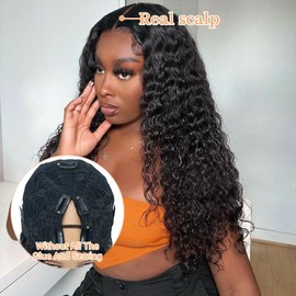 MOOTAFUL V Part Wig Human Hair Deep Wave for Black Women Upgrade U Part Human Hair Wig 22 Inch 100% Beginner Friendly 200% Density Natural Color