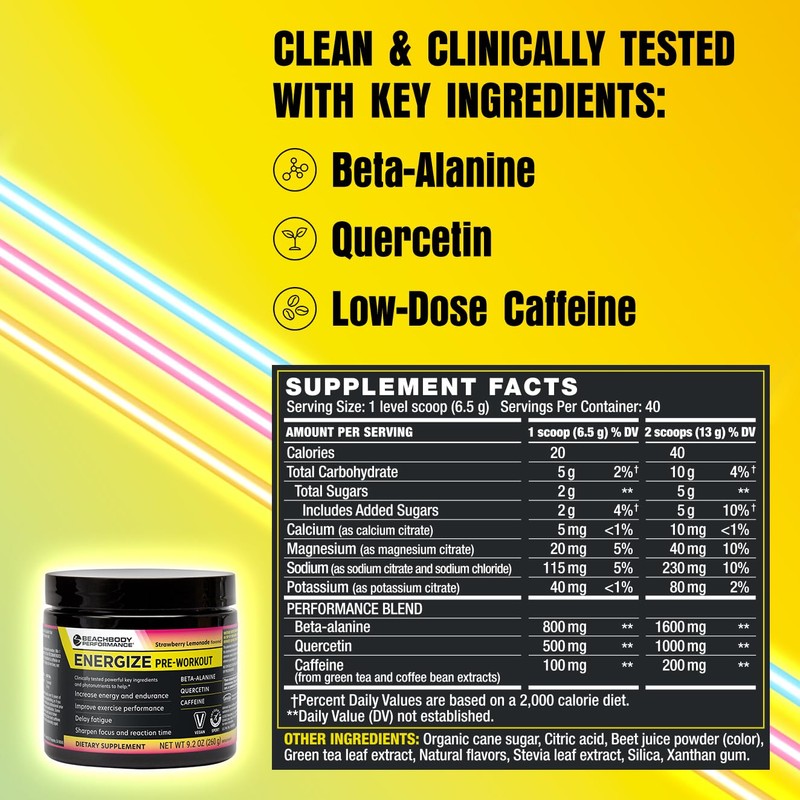 BODi Energize Pre Workout Powder - Beta-Alanine, Quercetin & Low-Dose